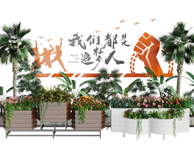 现代盆栽花卉植物美陈