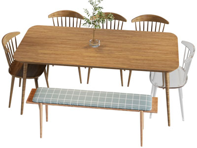 北欧实木长方形餐桌椅组合