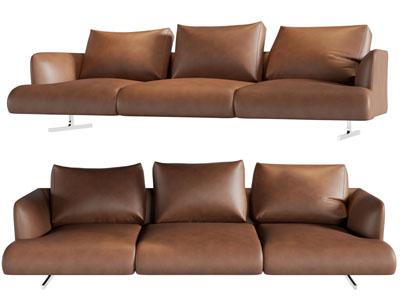 现代真皮多人沙发