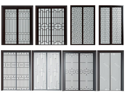 新中式双扇推拉门