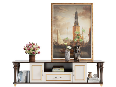新古典电视柜、装饰画