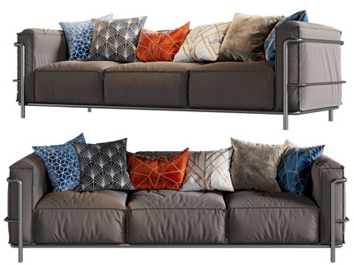 现代布艺多人沙发