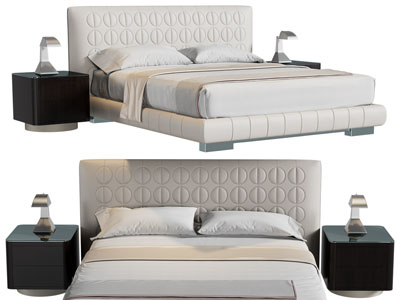 现代双人床、床头柜