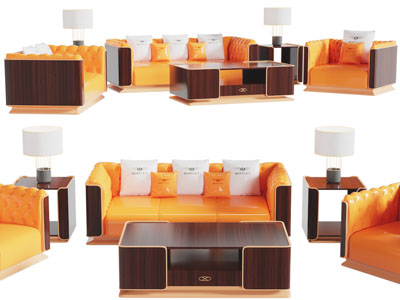 现代办公多人、单人沙发、茶几组合