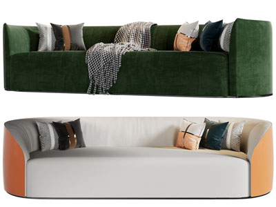 现代布艺多人沙发