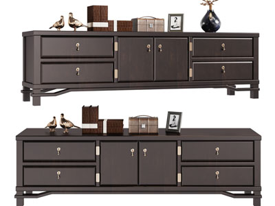 美式电视柜、摆件组合