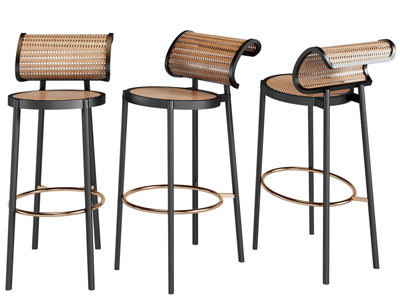 现代藤编吧椅