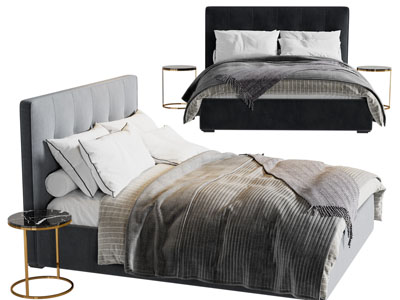现代布艺双人床