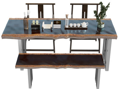 新中式长方形茶桌椅组合