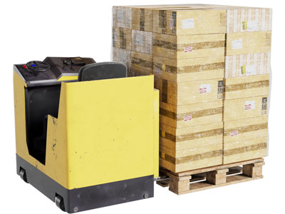 现代仓库货物和叉车