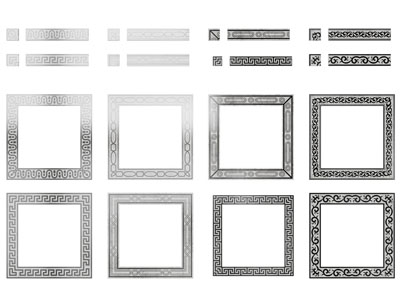 新中式雕花边框、角线线条