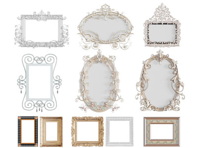 欧式雕花边框、装饰镜子