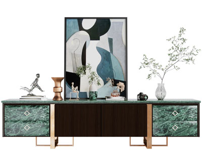 现代轻奢电视柜、摆件组合