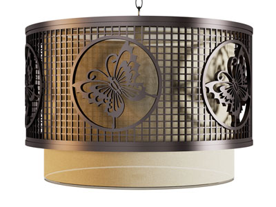 新中式装饰蝴蝶雕花的吊灯