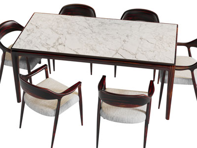 现代长方形餐桌椅组合