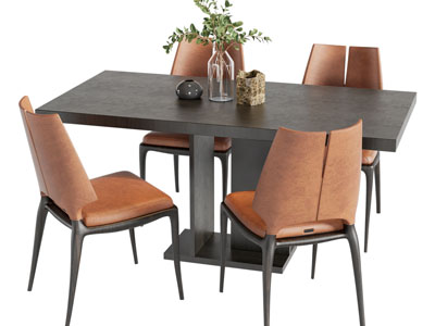 现代实木长方形餐桌椅组合