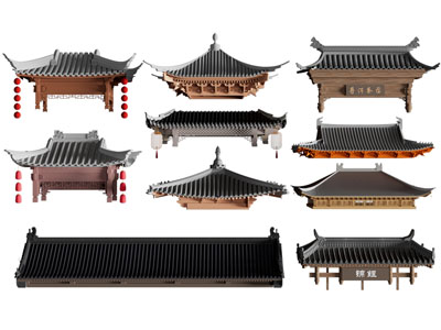 中式仿古屋檐建筑3d模型 中式仿古屋檐建筑