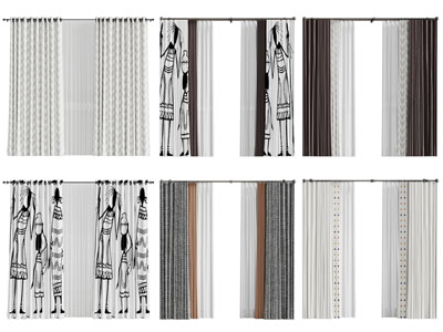 现代时尚花纹窗帘窗纱