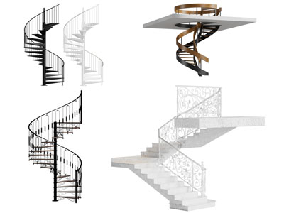现代旋转楼梯3d模型 现代旋转楼梯