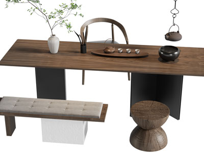 现代实木茶桌椅组合