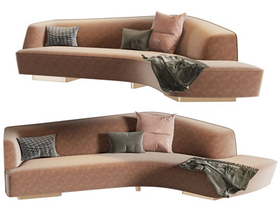 现代弧形多人沙发