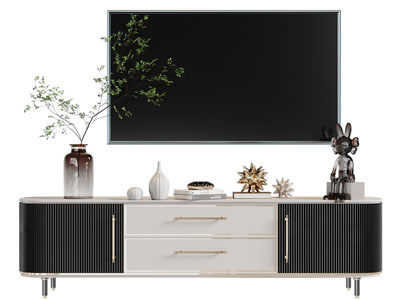 现代电视柜、电视机