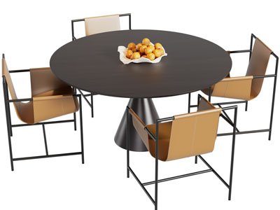 现代圆形餐桌椅组合