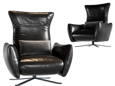 现代黑色皮质休闲椅子