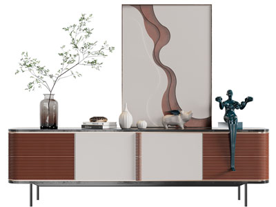 现代电视柜、装饰画摆件