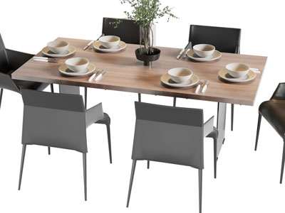 现代长方形餐桌椅组合