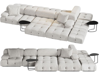 现代块状双向多人沙发