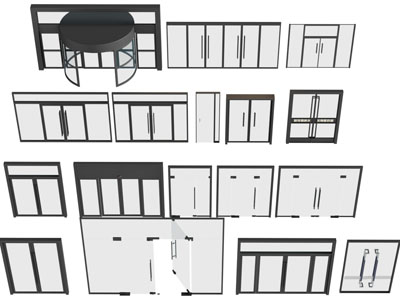 现代办公大门、旋转门