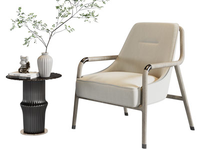 现代休闲椅子、边几