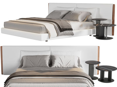 现代双人床、床头柜