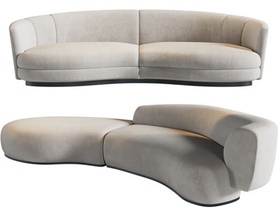 侘寂风弧形双人沙发3d模型 侘寂风弧形双人沙发