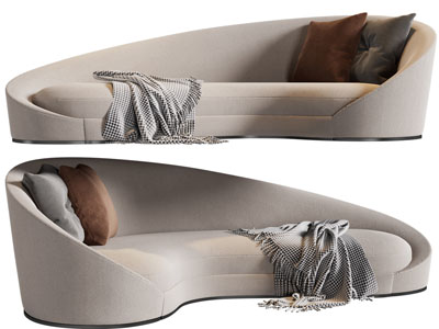 现代弧形多人沙发