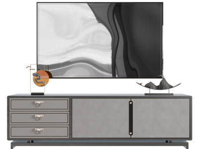 新中式电视柜、电视机