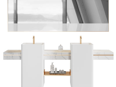 现代轻奢双盆洗手台