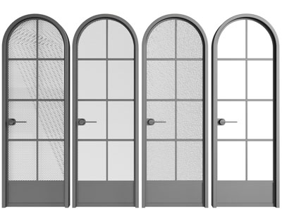 现代拱形玻璃平开门