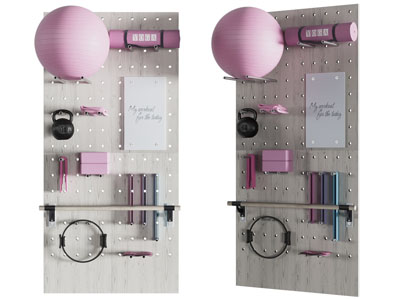 现代墙面健身器材收纳架