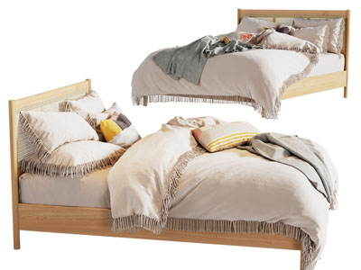 北欧实木双人床