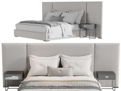 现代双人床、床头柜