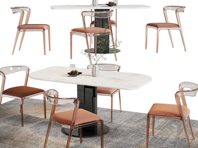 现代大理石餐桌椅组合