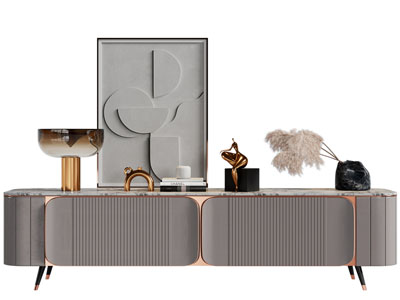 现代轻奢电视柜、摆件组合