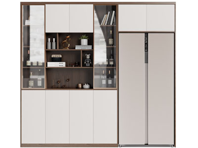 现代嵌入冰箱的酒柜