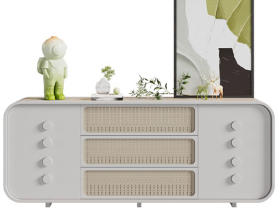 现代玄关柜、摆件组合