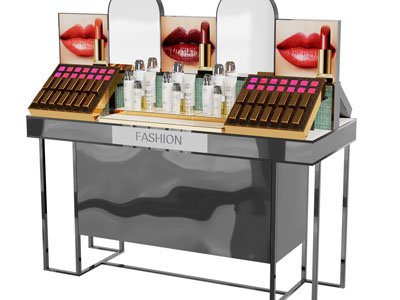 现代口红彩妆化妆品展柜、摆台