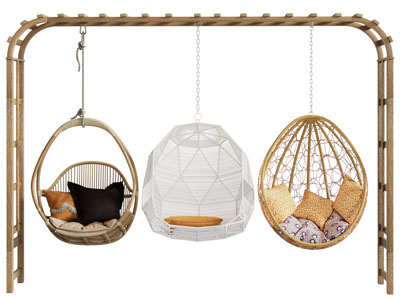 现代户外实木架秋千吊椅