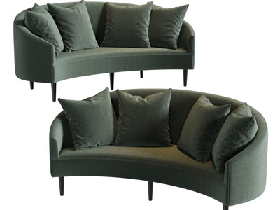 现代弧形多人沙发