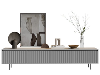 现代电视柜、摆件组合